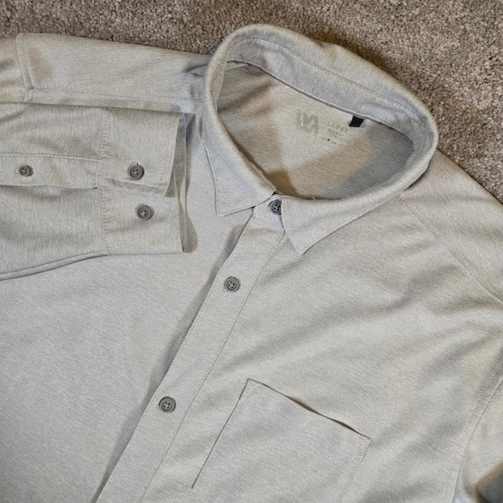 VRST Men's Long Sleeve Button Down T-shirt Large Light Gray